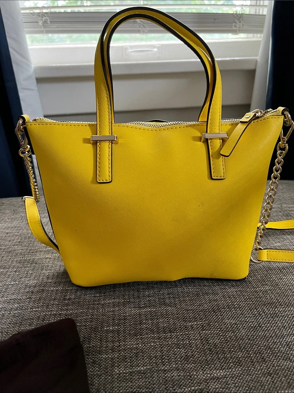 kate spade Bright Yellow Leather Shoulder Tote with Chain Strap